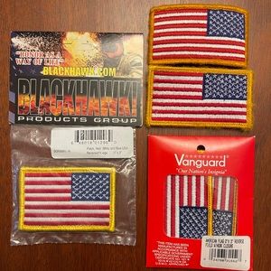 Set of 5 American Flag Identification Velcro Patches Sz 2x3